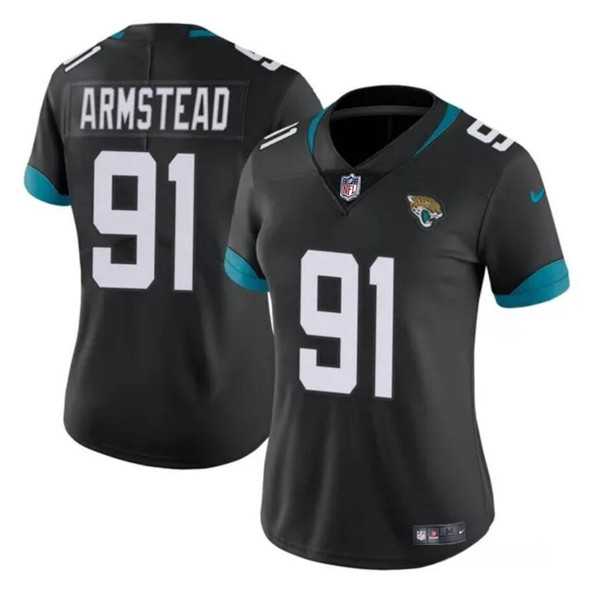 Women%27s Jacksonville Jaguars #91 Arik Armstead Black Vapor Stitched Jersey Dzhi